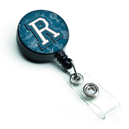 Carolines Treasures Letter R Sea Doodles Initial Alphabet Retractable Badge Reel CJ2014-RBR